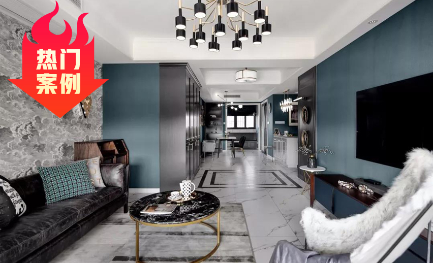 125㎡現(xiàn)代輕奢混搭風(fēng)格裝修圖片，墨綠色復(fù)古經(jīng)典！