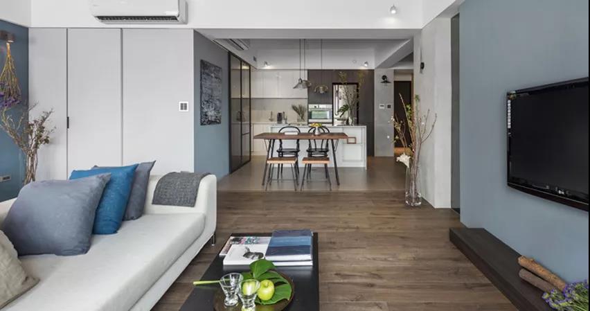 93㎡現(xiàn)代簡(jiǎn)約風(fēng)格室內(nèi)裝修效果圖，陽(yáng)臺(tái)落地窗太美了吧！