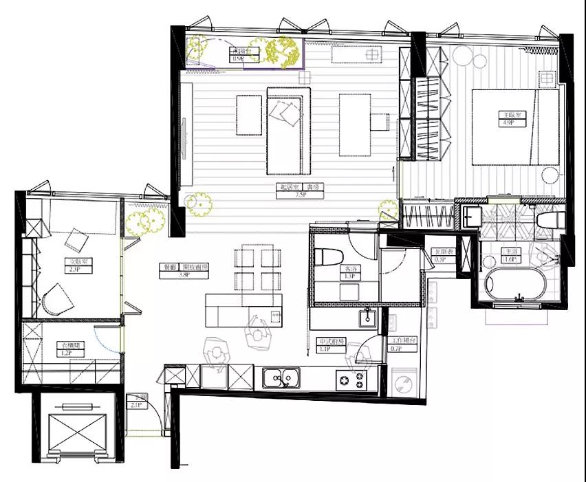 93㎡現(xiàn)代簡(jiǎn)約風(fēng)格室內(nèi)裝修效果圖，陽(yáng)臺(tái)落地窗太美了吧！