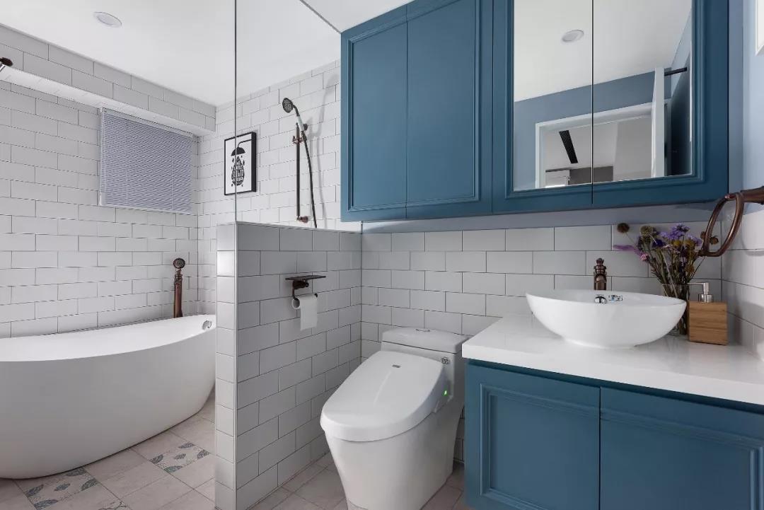 126㎡美式混搭風(fēng)格新房裝修，藍(lán)白配色太清爽了！